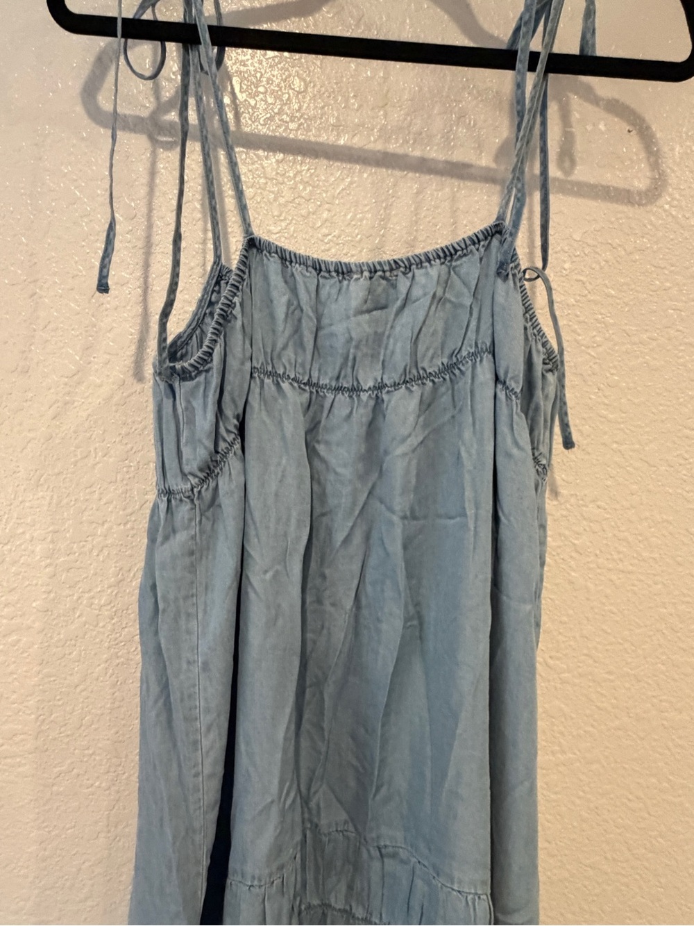 Blu Pepper Light Blue Chambray Tiered Maxi with Tie Straps LIKE NEW SIZE L - Picture 10 of 12